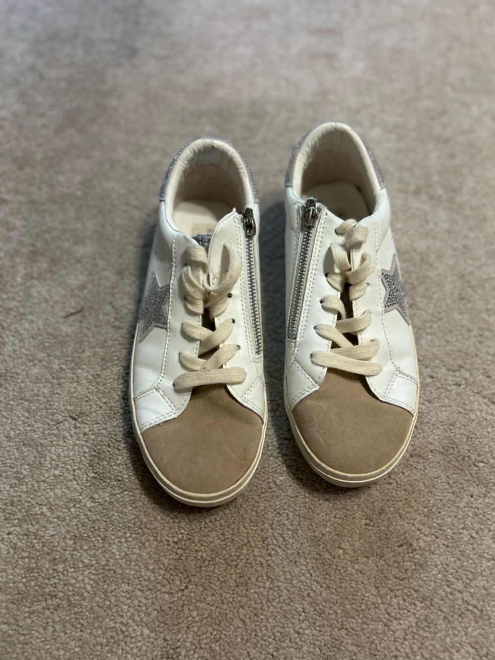 Vintage Havana Jenna White Camel Star Sneakers Rhinestone Zip 8 - Picture 7 of 12